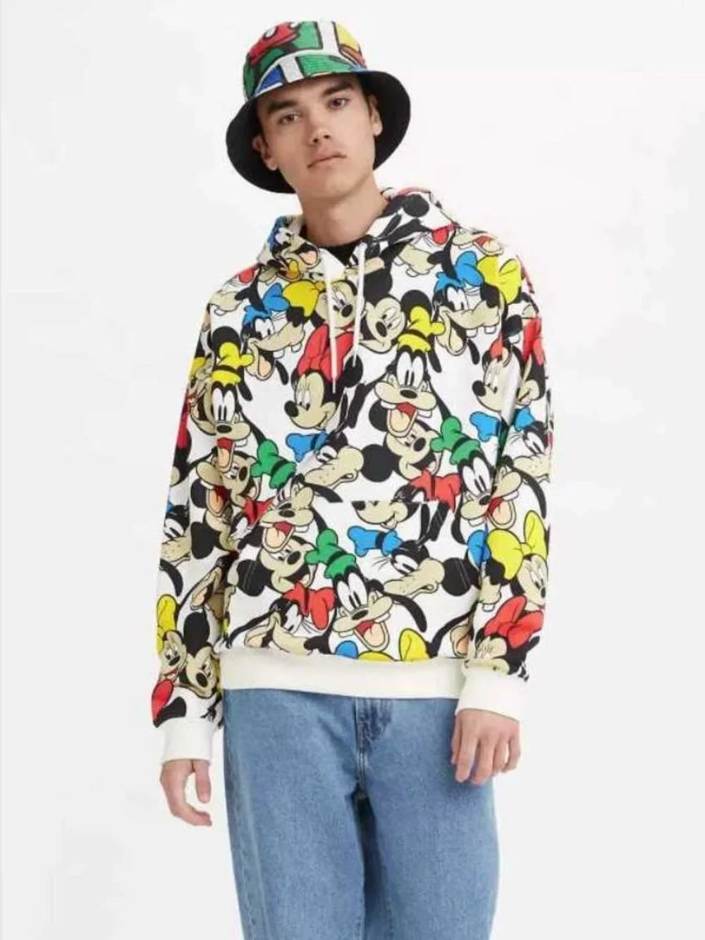 New L Levi's x Disney colab Mickey Mouse all over hoodie